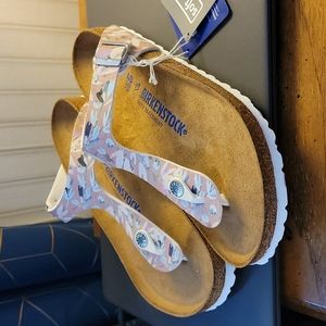 Birkenstock Gizeh Floral Fades Crystal Rose size 40 9 1/2 New soft footbed